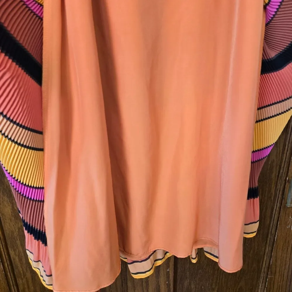 J Crew Vibrant Orange Pleated Striped Maxi Skirt Size 0